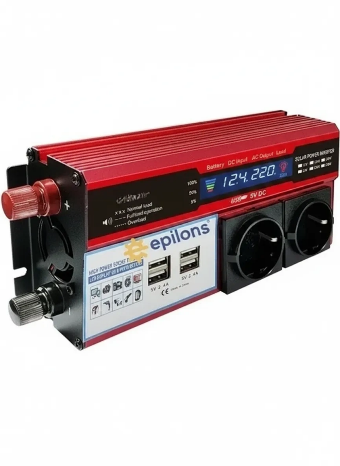 12v 2000w Modifiye Sinüs İnverter Araç Ve Güneş Enerjisi Uyumlu, Çift Usb, Çift Priz Ve Çakmaklık Lisinya ( Lisinya )
