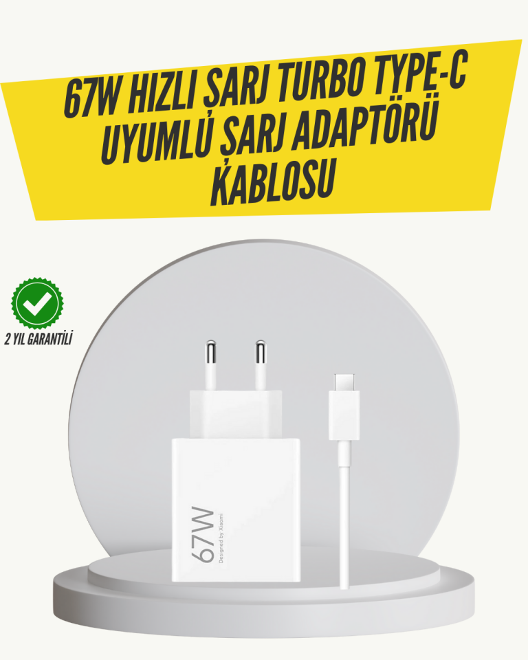 67W Turbo Hızlı Şarj Adaptörü ve Type-C Kablo Güvenli Şarj Teknolojisi - Lisinya