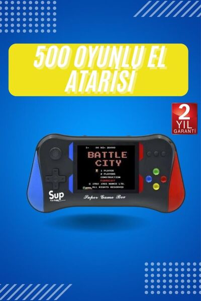 3.5 İnç 500 Klasik Retro Oyun Yüklü Kollu Oyun Konsolu