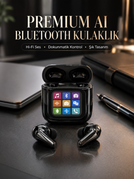 AI Destekli Dokunmatik Ekranlı Kablosuz Bluetooth Kulaklık - Lisinya