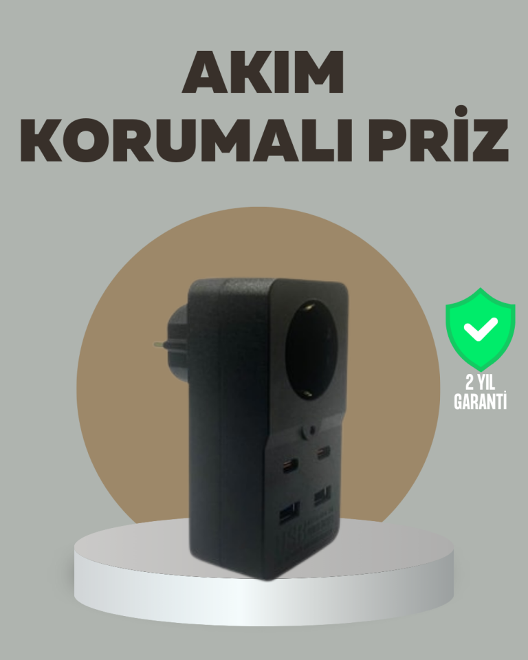 Akıllı Akım Dengelemeli Priz 2500W 4 USB Type C Çıkışlı - Lisinya