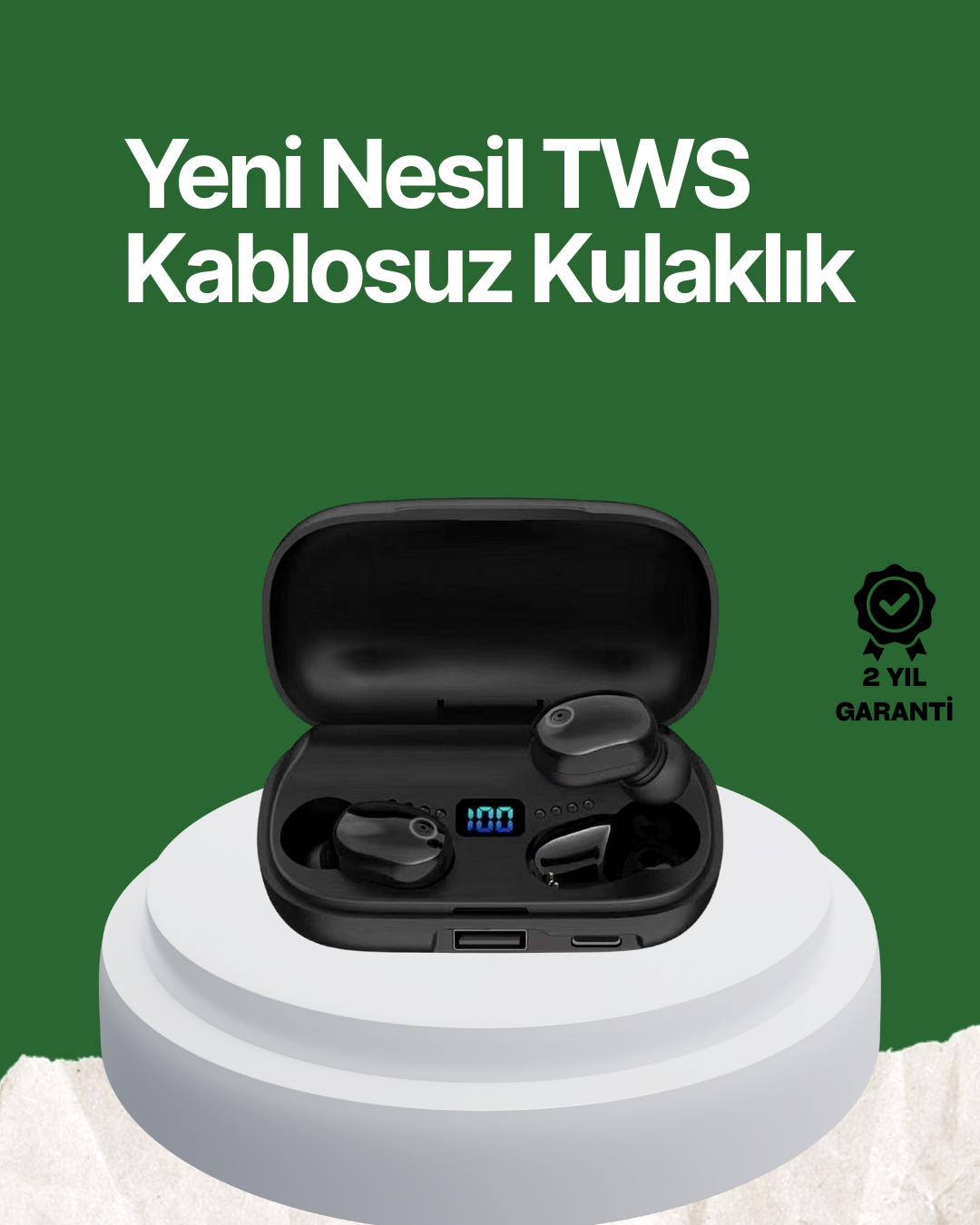 Telefon Şarj Destekli 1800 mAh A10s TWS Kablosuz Kulak İçi Kulaklık - Lisinya