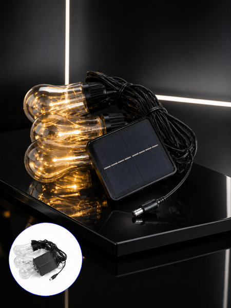Güneş Enerjili Dekoratif LED Ampul Dize Işık Bahçe Balkon ve Teras Aydınlatması