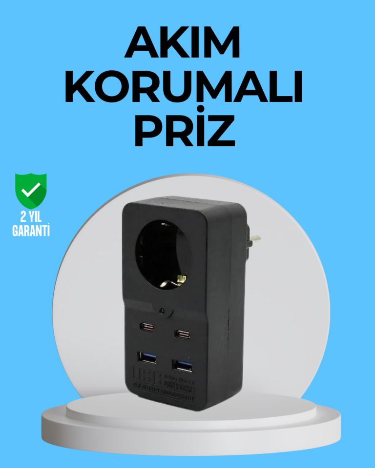 Termal Korumalı Priz Otomatik Çocuk Kilidi 4 USB Type C - Lisinya