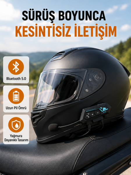 Motosiklet Kask Kulaklığı Bluetooth 5.0 Gürültü Önleme ve Hızlı Bağlantı Yeni Nesil - Lisinya