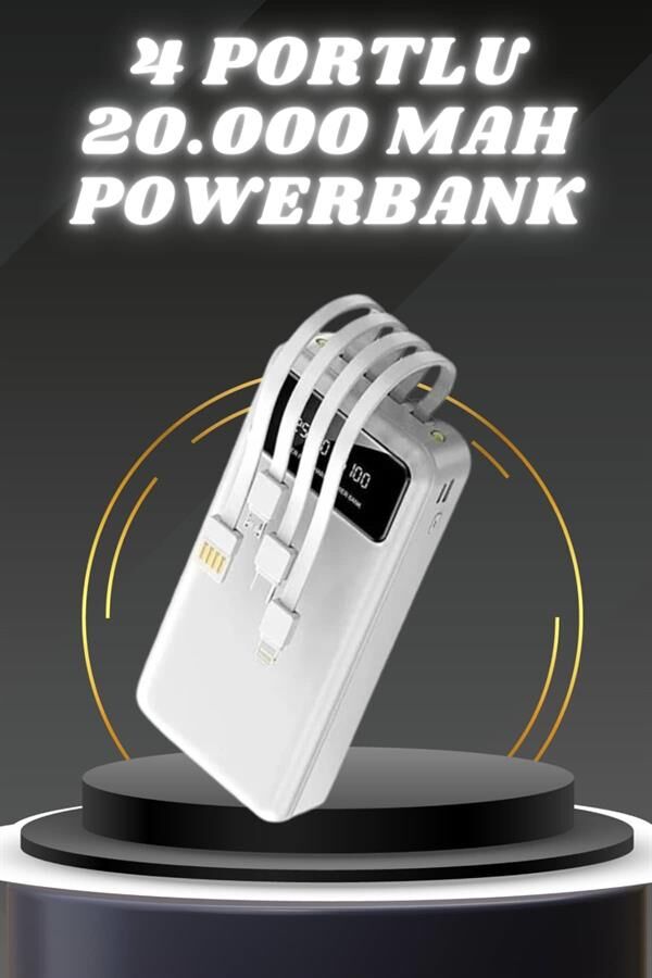 YamanHobi 20000 mAh Powerbank 4 Çıkışlı Hızlı Şarjlı Taşınabilir Şarj Cihazı Siyah