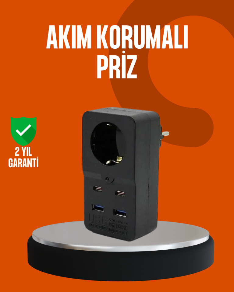 Akım Korumalı Priz 4 USB Type C Destekli Yüksek Isı Dayanımlı - Lisinya