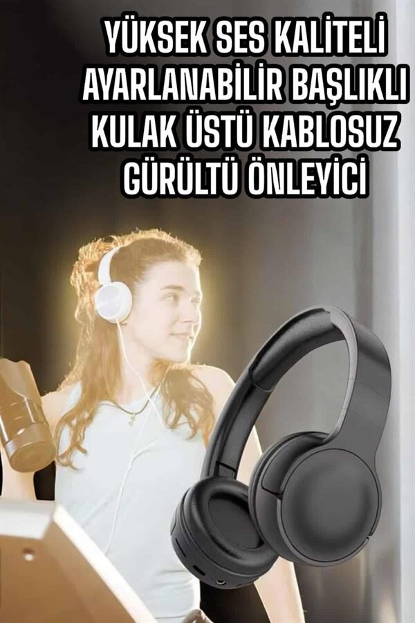 Kulak Üstü Kablosuz Bluetooth Kulaklık Gürültü Önleyici Uzun Şarj Süreli - Lisinya