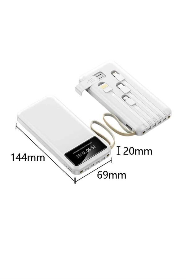 YamanHobi 20000 mAh Powerbank 4 Çıkışlı Hızlı Şarjlı Taşınabilir Şarj Cihazı Beyaz