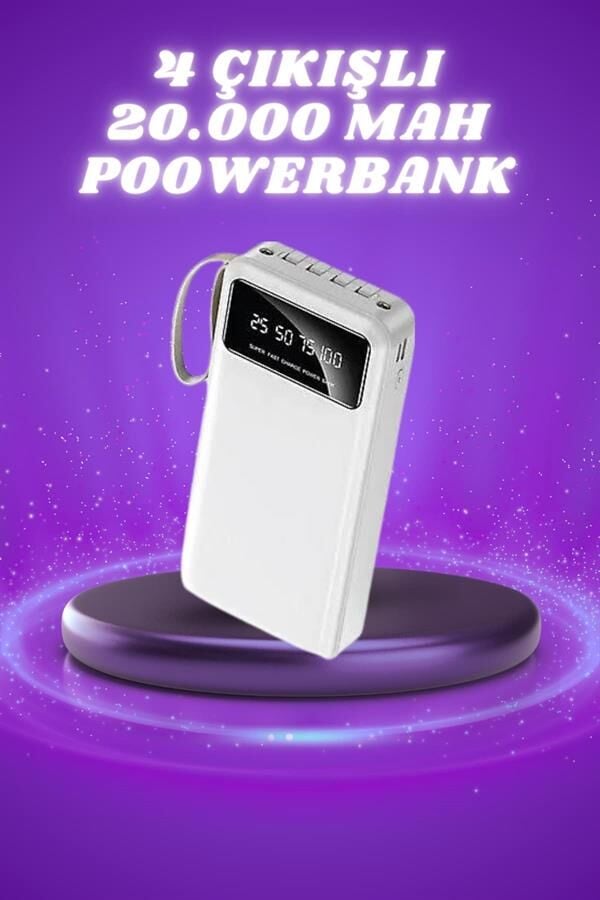 Powerbank Şarj Cihazı 4 Çıkışlı 20.000 MAH Powerbank Taşınabilir Çoklu Giriş - Lisinya