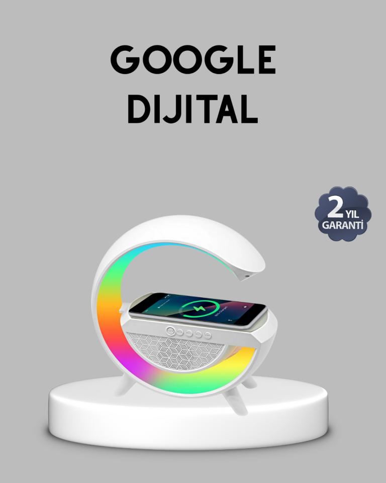 YamanHobi Kablosuz Şarjlı Bluetooth 5.0 Hoparlör Gece Lambası Beyaz