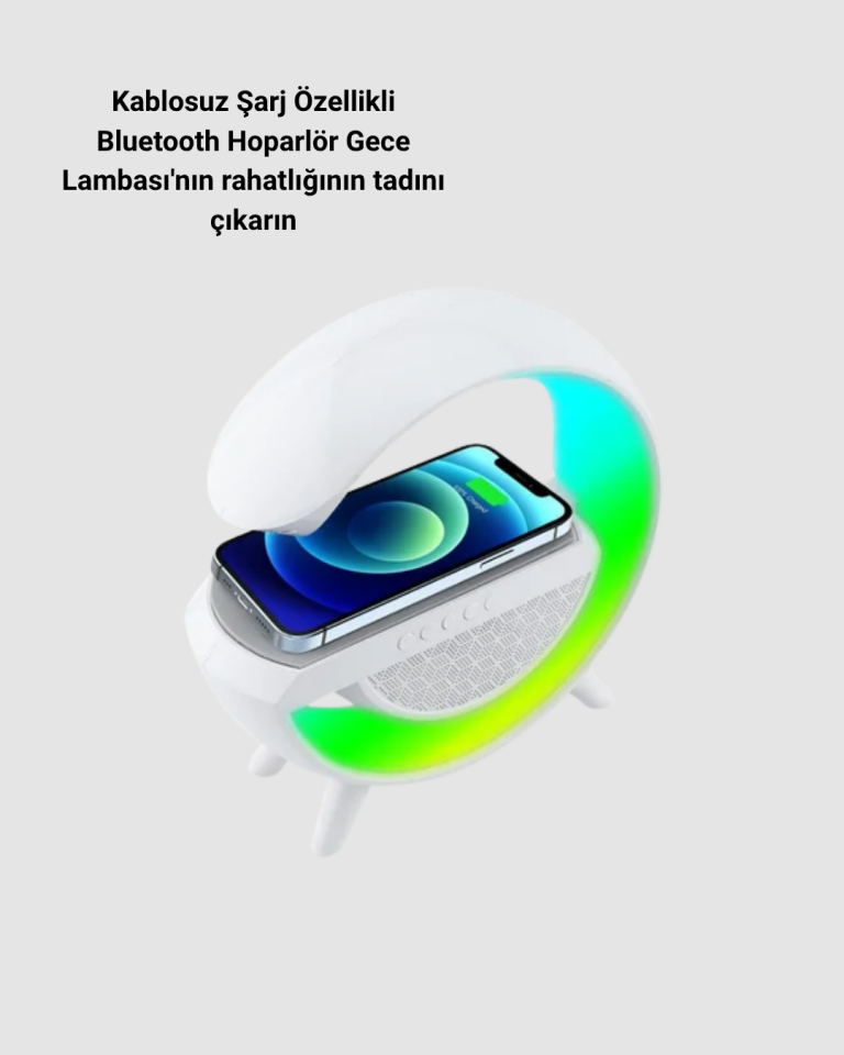 YamanHobi Kablosuz Şarjlı Bluetooth 5.0 Hoparlör Gece Lambası Beyaz