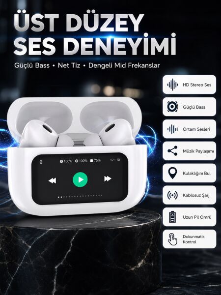 Dokunmatik Ekranlı Bluetooth Kulaklık TWS İOS Android Tüm Telefonlara Uyumlu Kulaklık Yeni Nesil - Lisinya