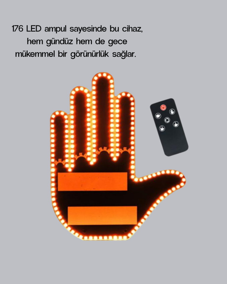 176 LED’li Amber Trafik Uyumlu Sinyal Işığı – El Hareketiyle Kontrol - Lisinya