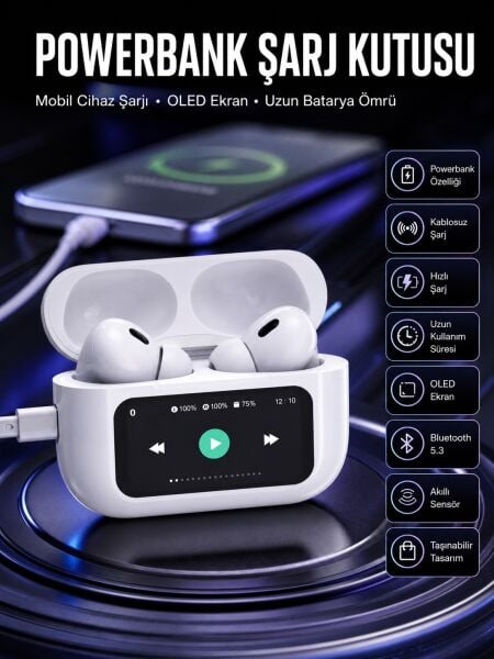Kulak İçi Bluetooth Kulaklık Ekranlı Müzik Dinleme Çağrı Cevaplama Siyah Yeni Nesil - Lisinya