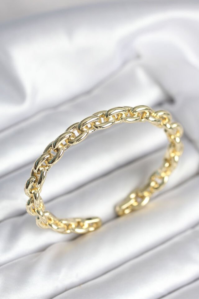 Zincir Model Gold Renk Pirinç Kadın Bileklik - Lisinya