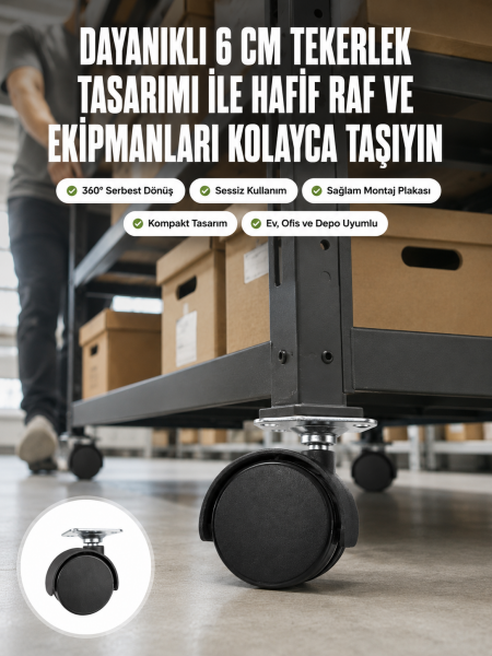 6 cm Döner Kilitsiz Ayak Tek Parça - Lisinya