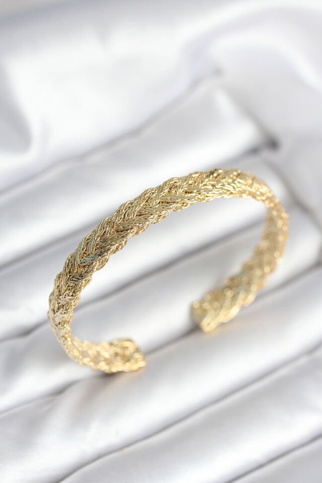 Ezme Zincir Model Gold Renk Kadın Bileklik - Lisinya