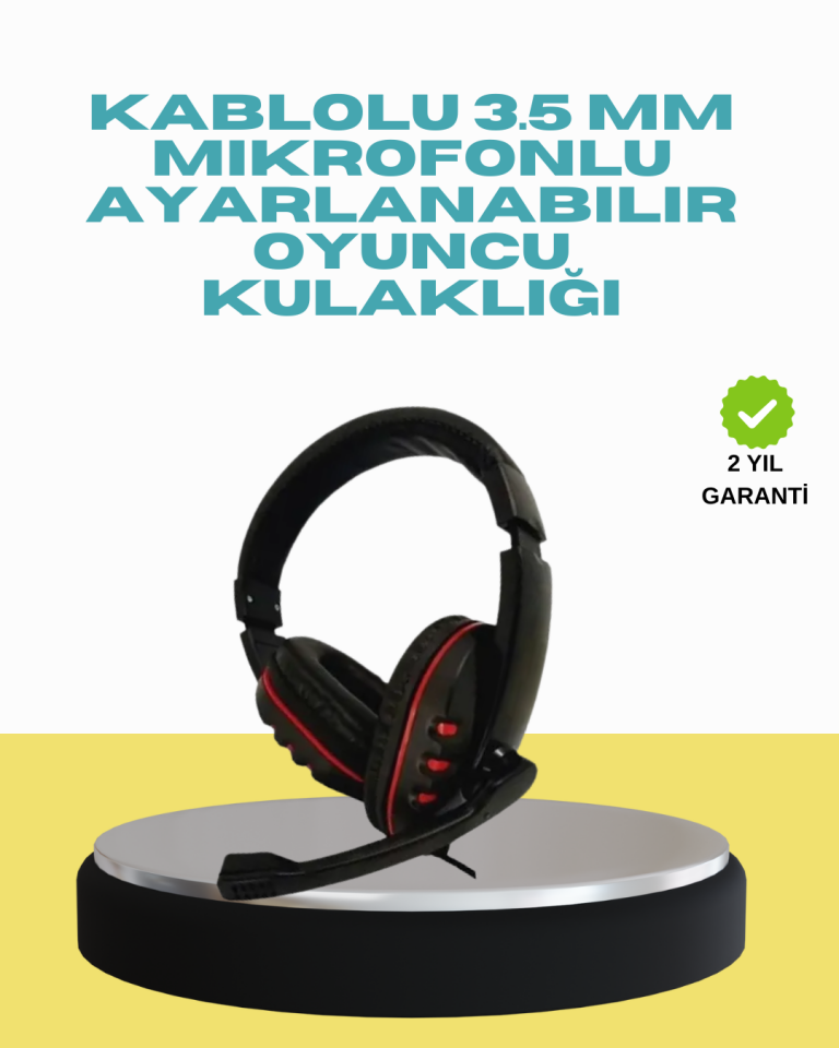 Kırmızı Işıklı Oyun Kulaklığı Kablolu Mikrofonlu Profesyonel - Lisinya