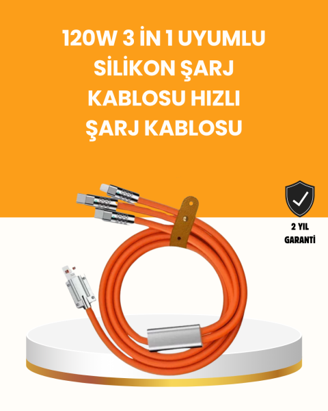 Çoklu Cihaz Dostu 120 W Hızlı Şarj Kablosu – Tek Kablo ile Her Cihaz Elinizin Altında - Lisinya