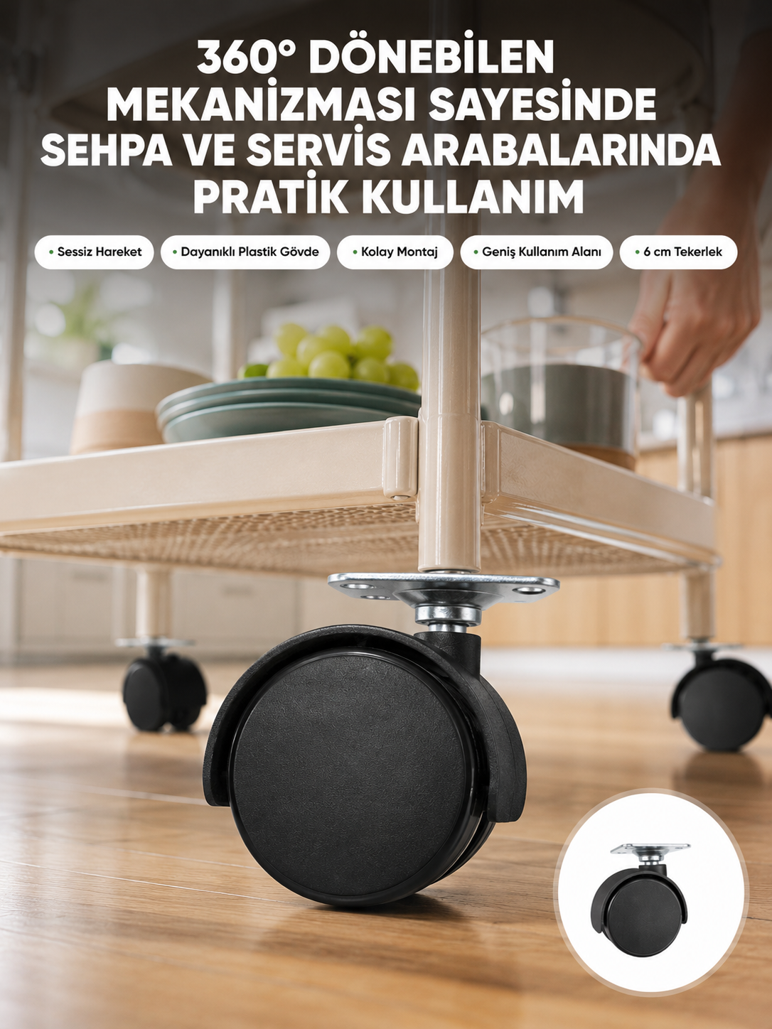 Mobilya Tekerleği 6 cm Kilitsiz Tekli Satış - Lisinya