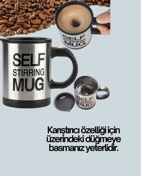 Otomatik Karıştırmalı Termos Kupa | Ergonomik Tasarım