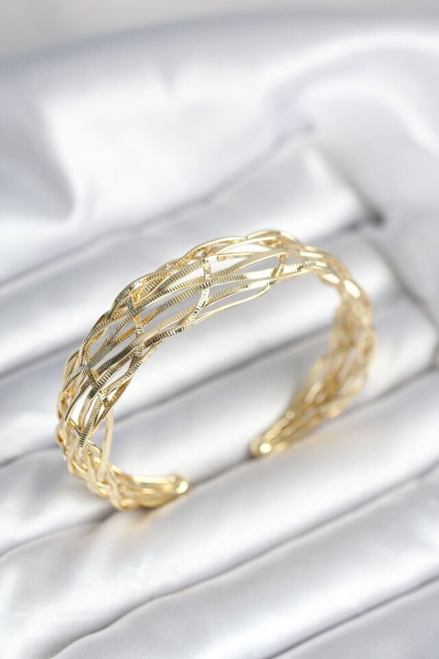 Gold Renk Pirinç Vintage Kadın Bileklik - Lisinya