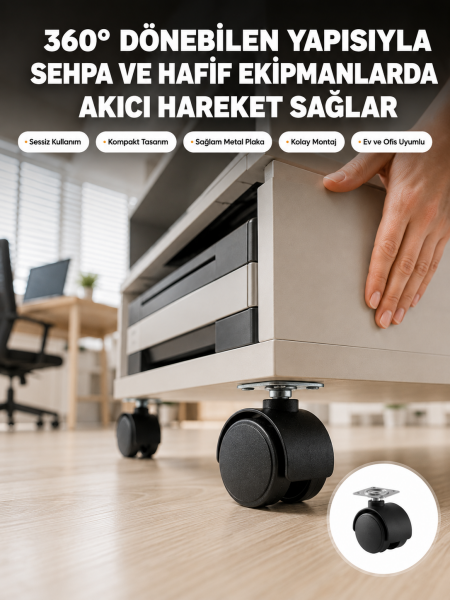 Sehpa ve Ekipmanlar İçin 4 cm Kilitsiz Ayak Tekli - Lisinya