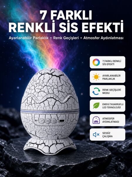 Bluetooth Hoparlör Özellikli 7 Renkli Gece Aydınlatması - Lisinya