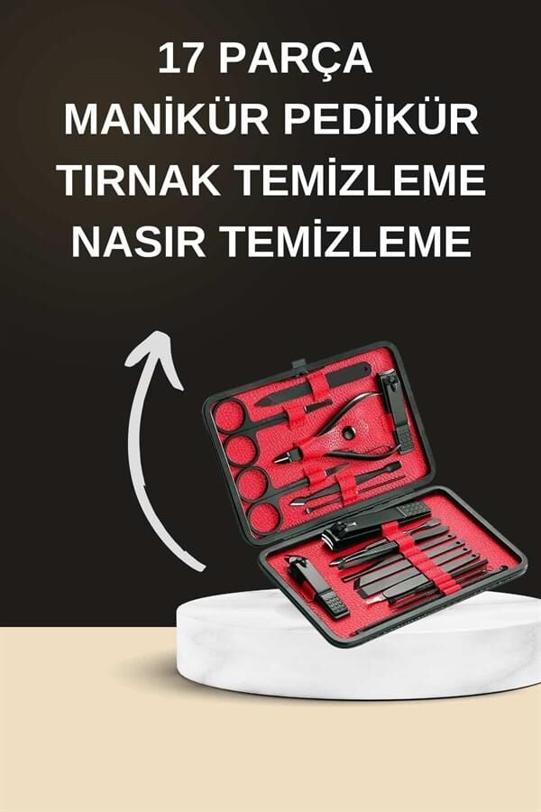 Elektrikli Manikür Pedikür Seti İkili Set 17 Parça Tırnak Bakımı Nasır Temizleme Tırnak Şekillendirme - Lisinya