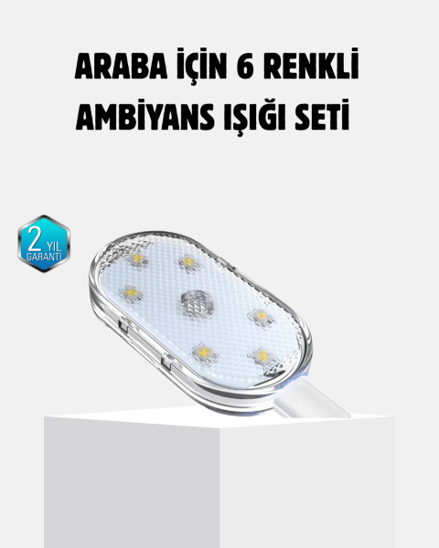 Kablosuz Manyetik Araba İçi LED Ambiyans Aydınlatma – Pratik Montajlı