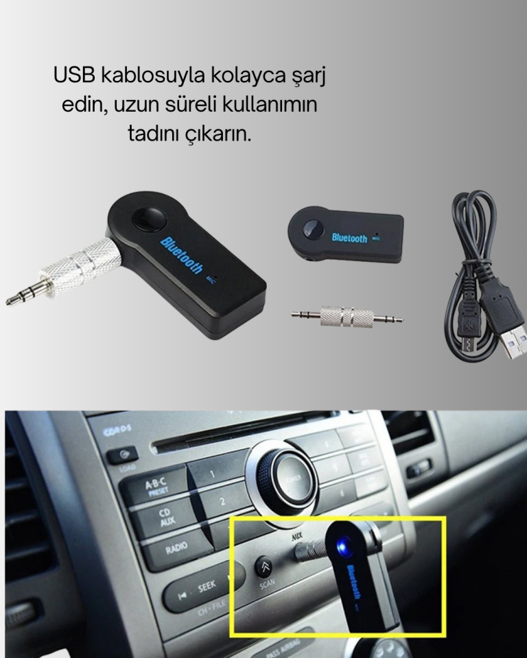 Eller Serbest Özellikli Bluetooth AUX Araç Kiti - Lisinya