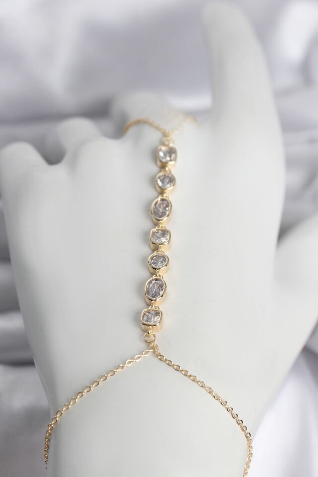Pirinç Gold Renk Sıralı Zirkon Taşlı Kadın Şahmeran - Lisinya