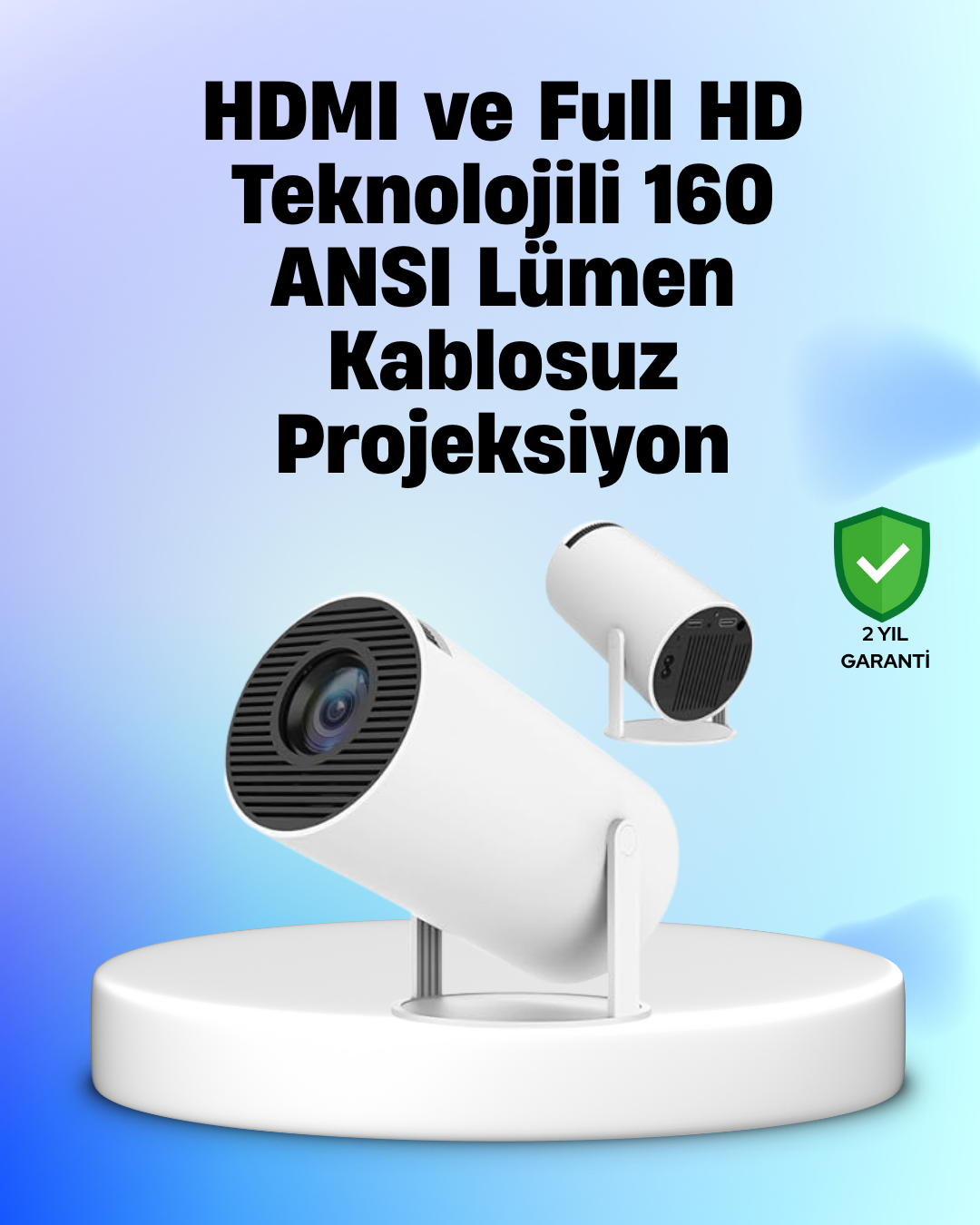 4K Uyumlu 130 İnç Full HD Projeksiyon Cihazı ve Kablosuz Aktarım Özelliği - Lisinya