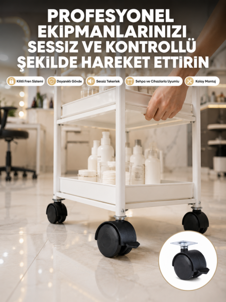 Zemin Korumalı Kilitli Ayak Tekerlek Seti 6 cm - Lisinya