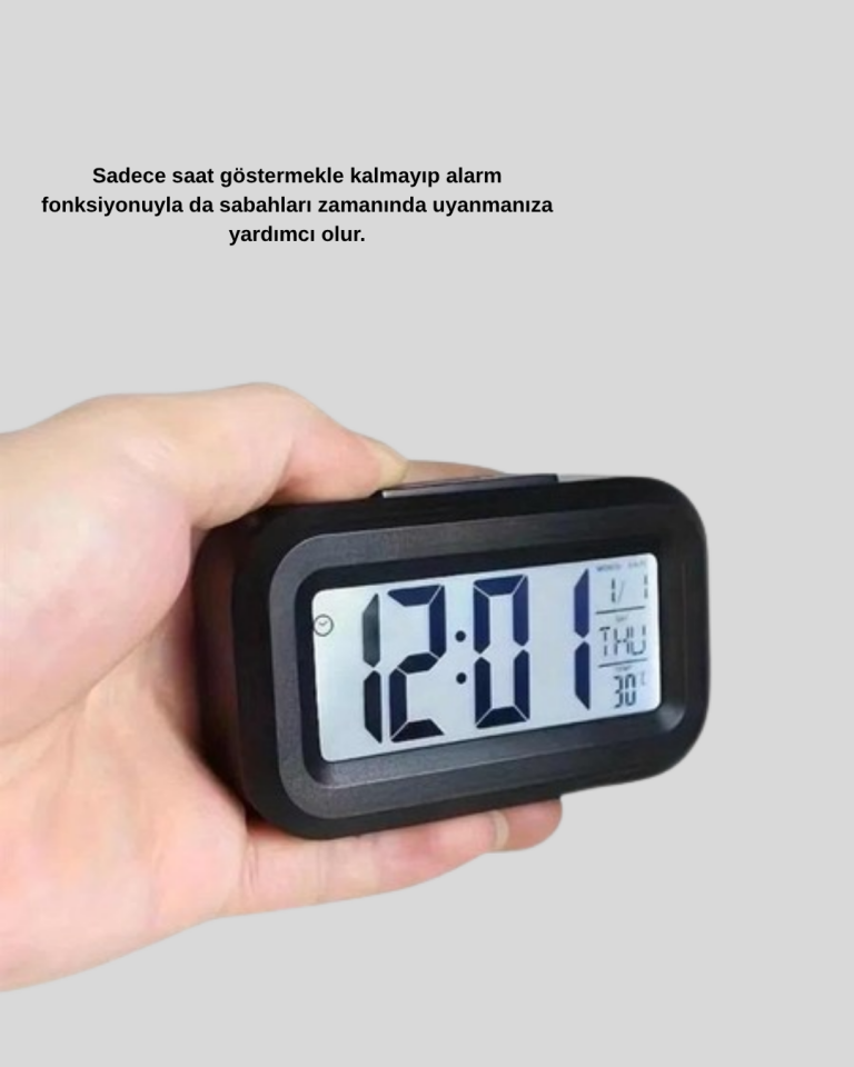 Sensörlü Dijital Masa Saati Alarm ve Sıcaklık Göstergeli - Lisinya