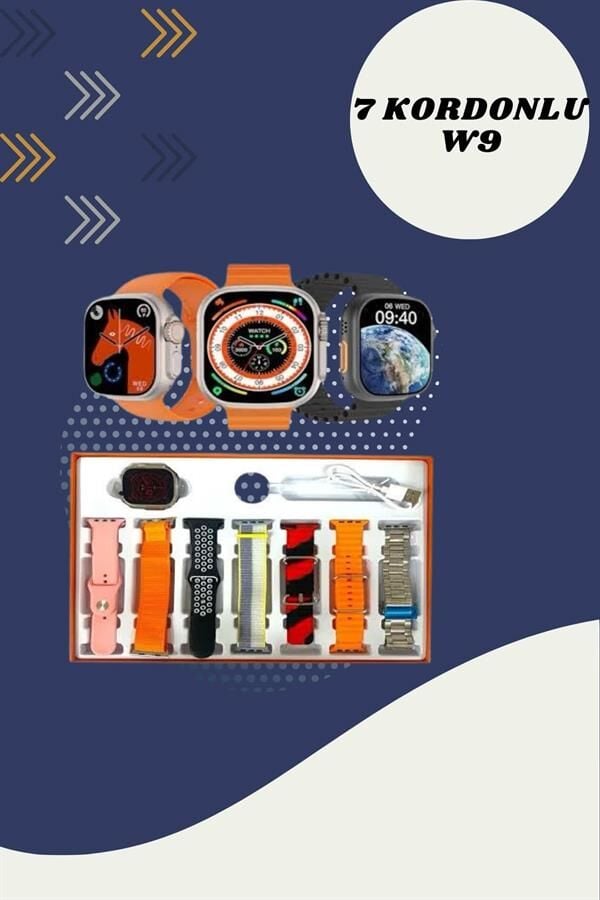 Dijital Göstergeli Powerbank Kablosuz Kulaklık ve 7 Kordonlu Yeni Nesil Akıllı Saat Dokunmatik Kontrol - Lisinya