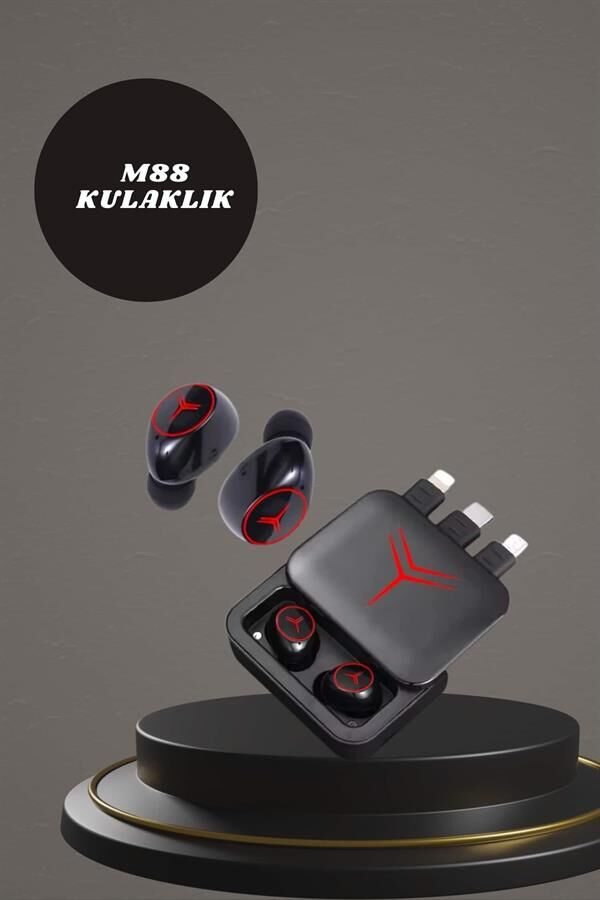 Dijital Göstergeli Powerbank Kablosuz Kulaklık ve 7 Kordonlu Yeni Nesil Akıllı Saat Dokunmatik Kontrol