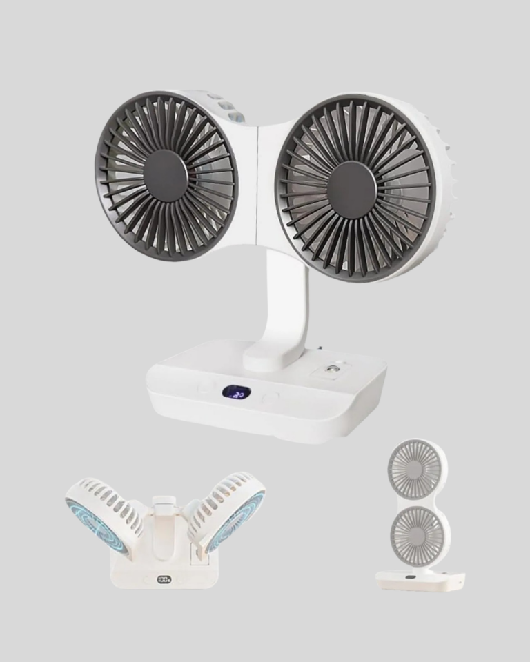 720° Döner Çift Taraflı Masaüstü Vantilatör – USB Şarjlı Sessiz Fan - Lisinya