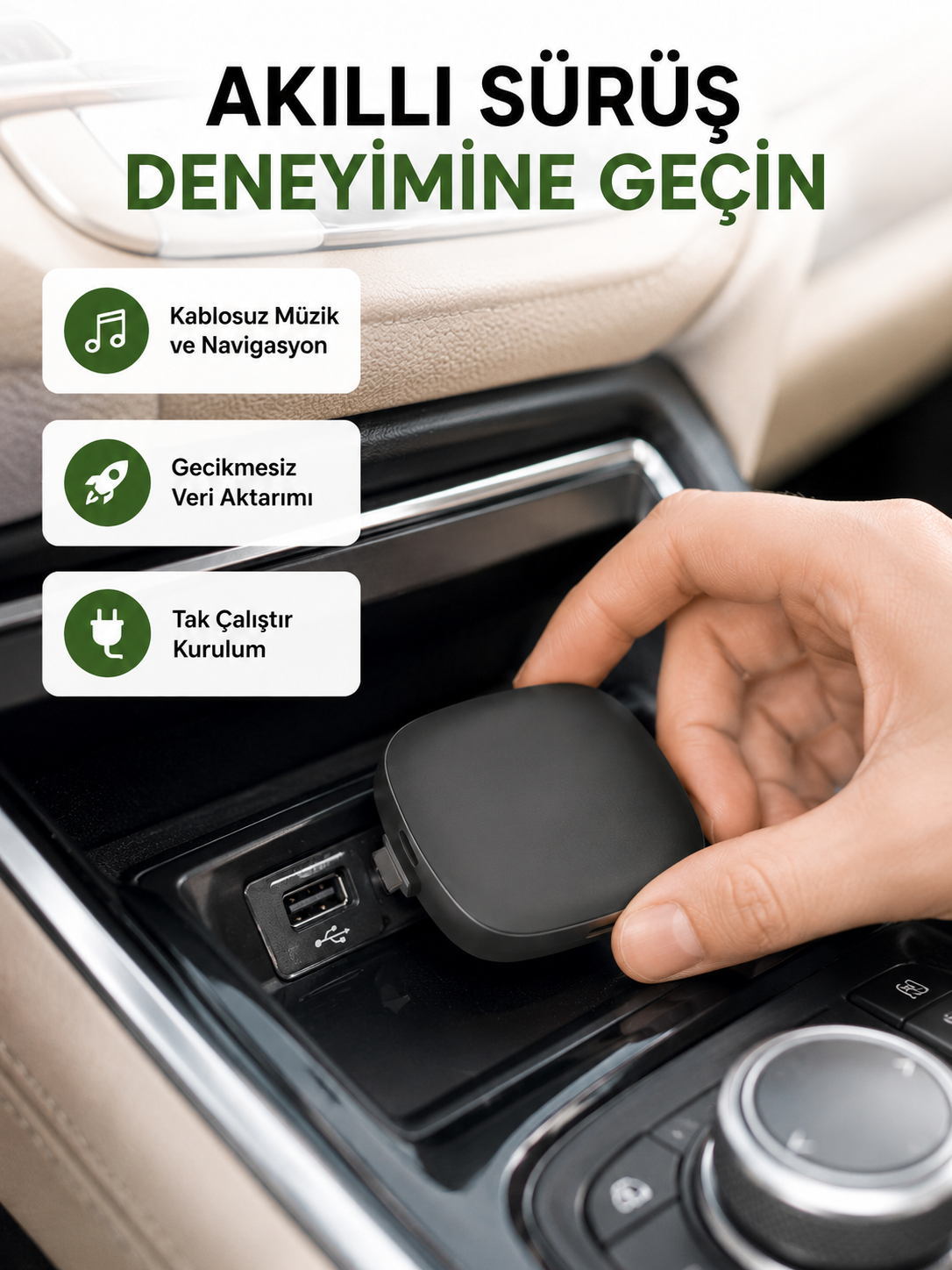 Android Auto Kablosuz Bağlantı Adaptörü 5.8GHz Hızlı WiFi ve Kompakt Tasarımlı Yeni Nesil - Lisinya