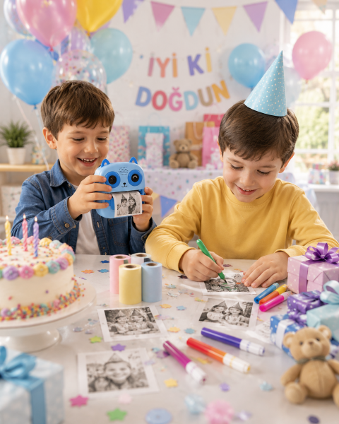 Anında Fotoğraf Basan Çocuk Kamerası Eğitici ve Eğlenceli Termal Yazıcılı