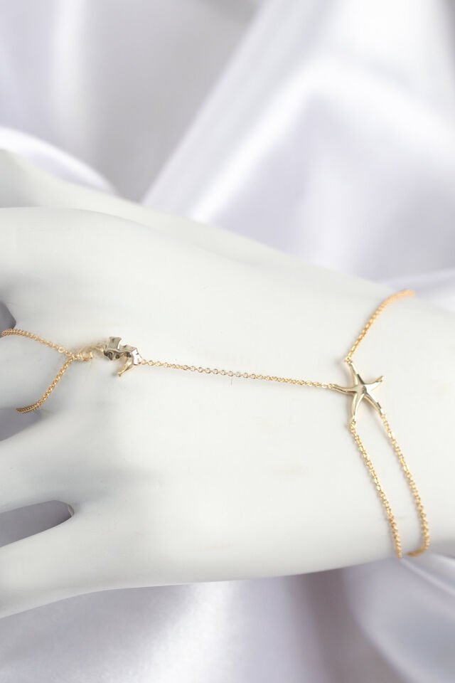 Pirinç Zirkon Taşlı Deniz Atı Ve Yıldız Model Gold Renk Şahmeran - Lisinya