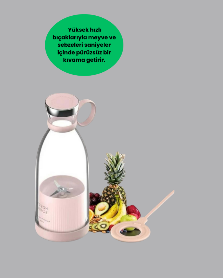 1200mAh Şarjlı, Hafif ve Pratik Taşınabilir Blender - Lisinya