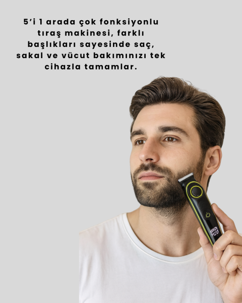 Profesyonel Erkek Saç Sakal Şekillendirme ve Vücut Bakım Seti Şarjlı Tıraş Makinesi - Lisinya