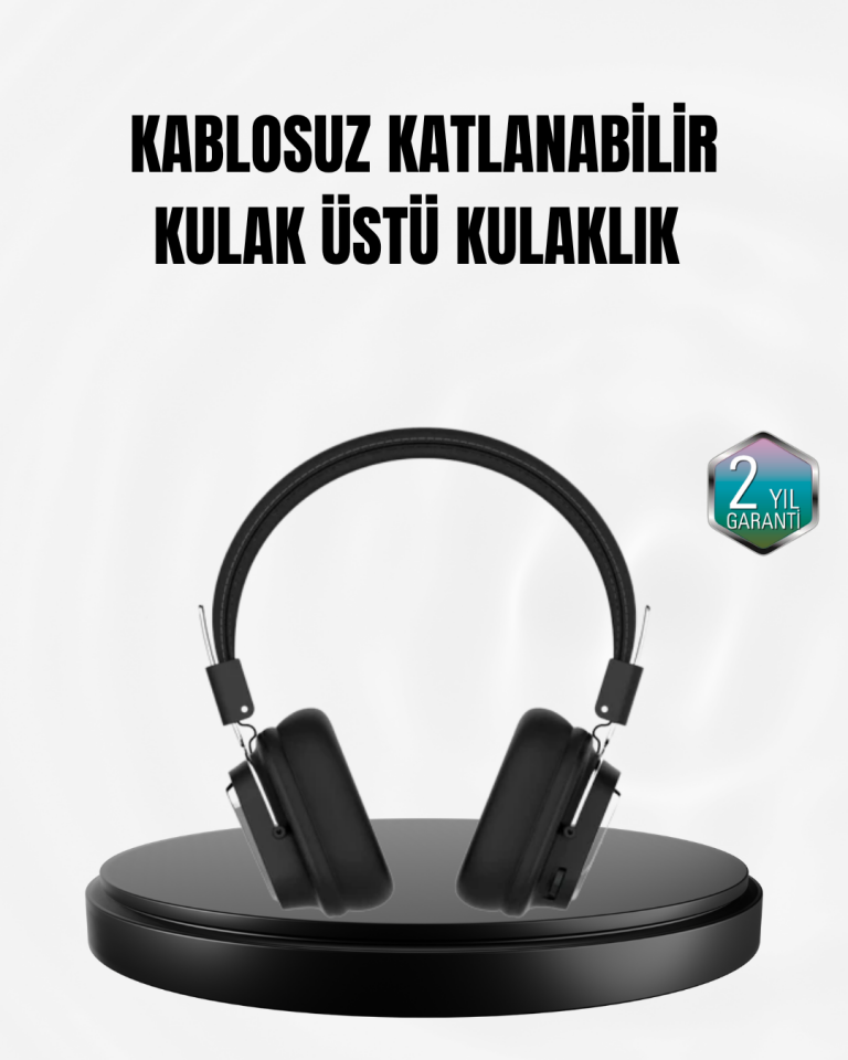 YamanHobi Kablosuz Bluetooth Kulak Üstü Kulaklık Katlanabilir Mikrofonlu