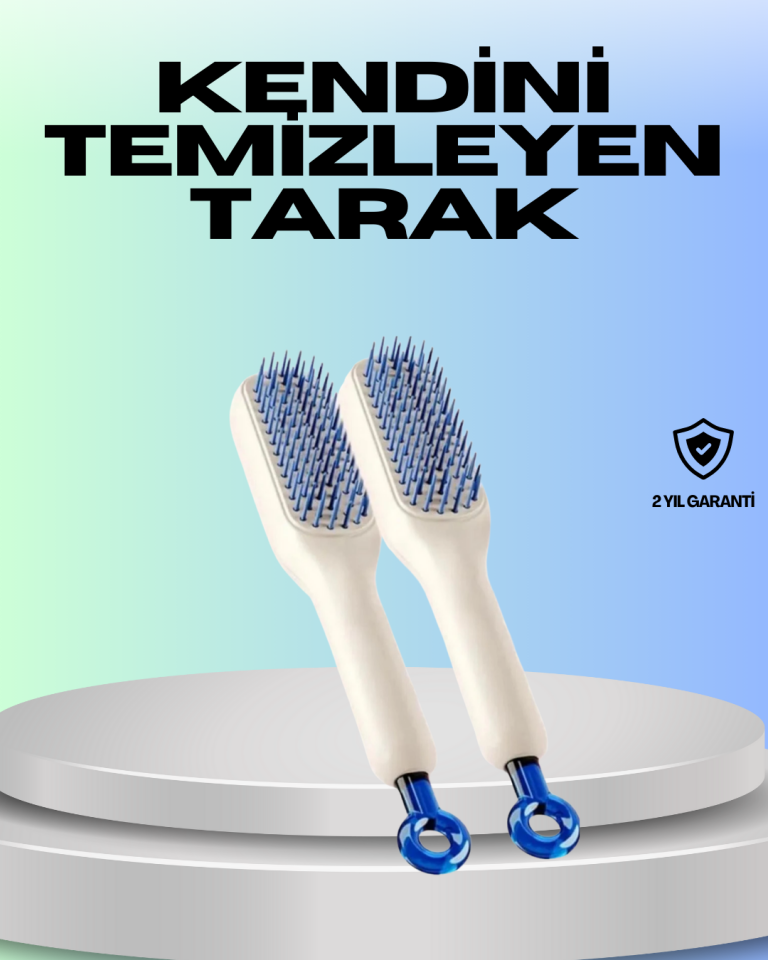 Kendini Temizleyen Ergonomik Saç Tarağı – ABS Gövde, Silikon Diş - Lisinya