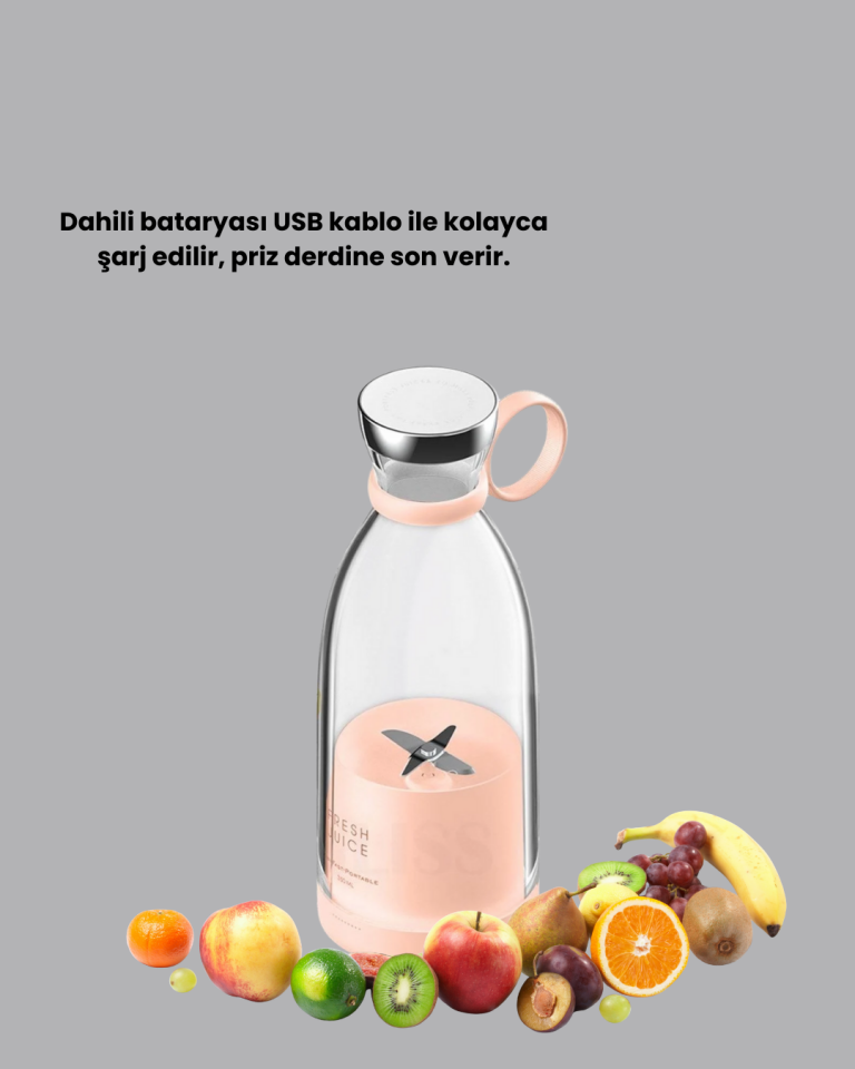 Taşınabilir USB Şarjlı Taze Meyve Suyu Blender - Lisinya