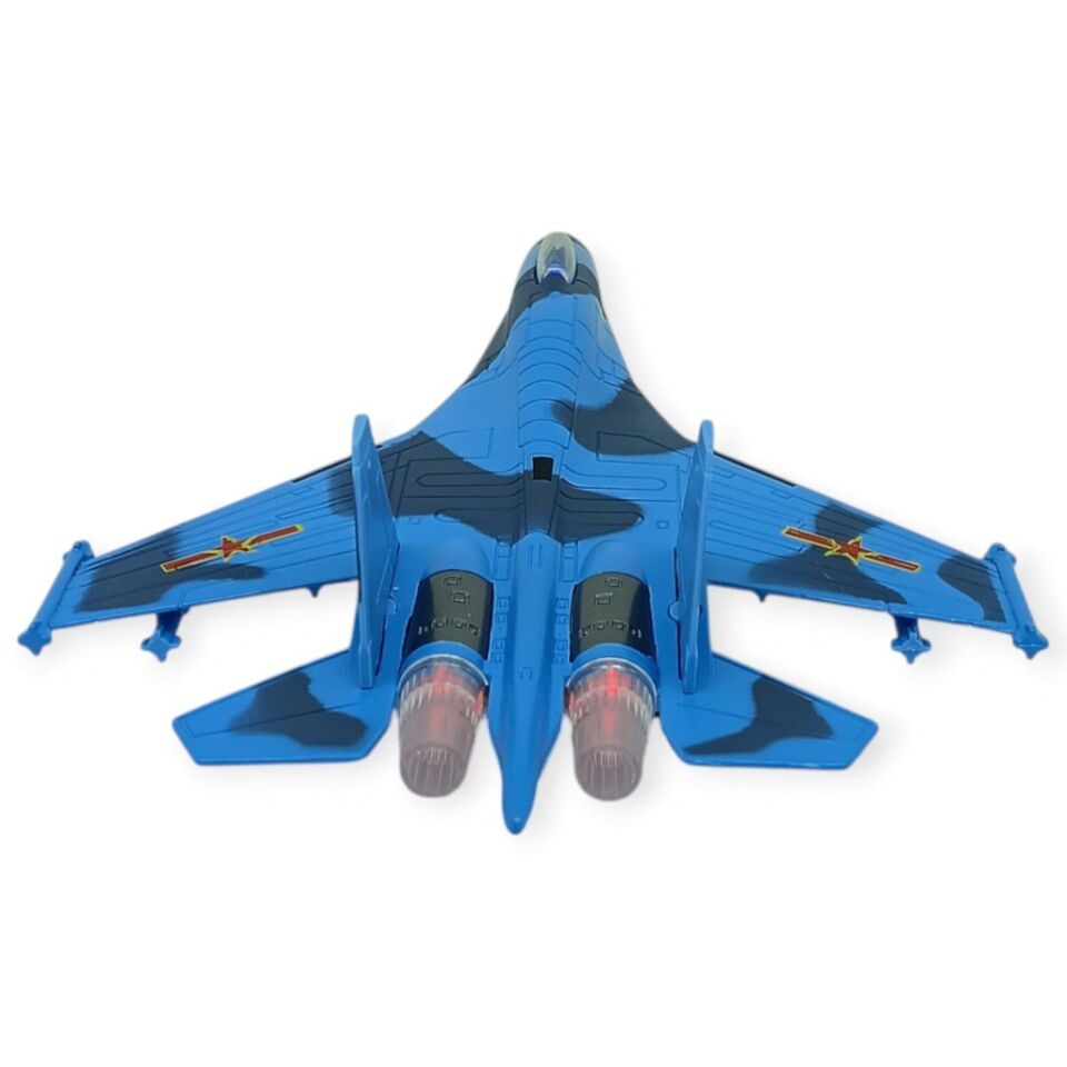 Çek Bırak Metal Uçak Sesli Işıklı 22 cm - Mavi (Lisinya)