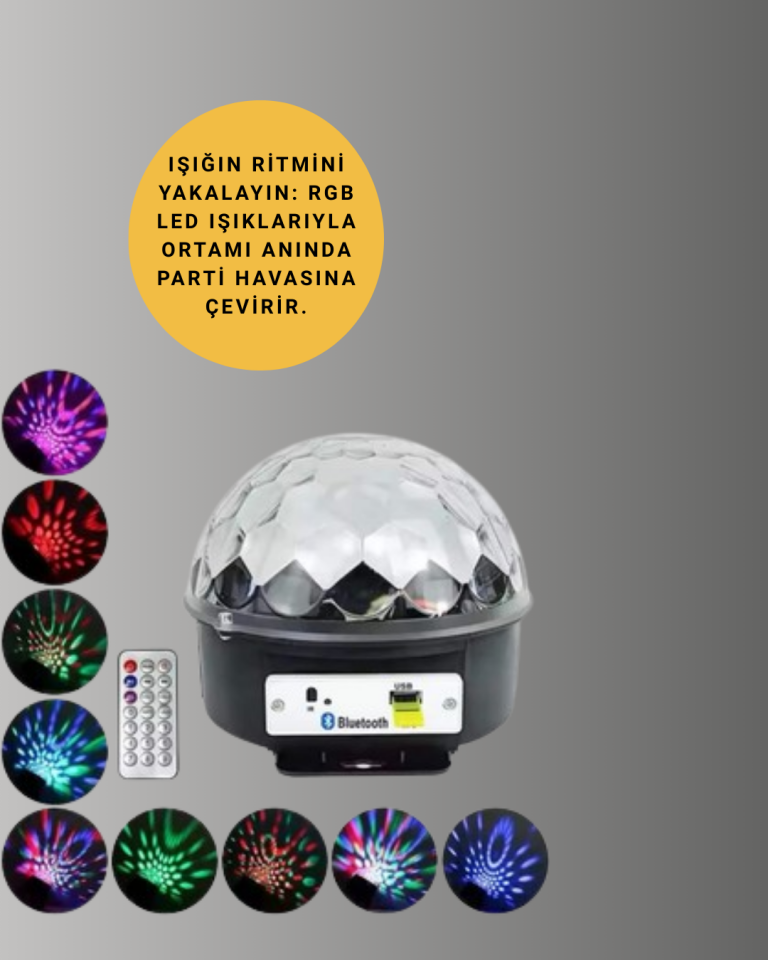 Çok Renkli LED Masaüstü Disko Topu Parti Aydınlatma Cihazı - Lisinya