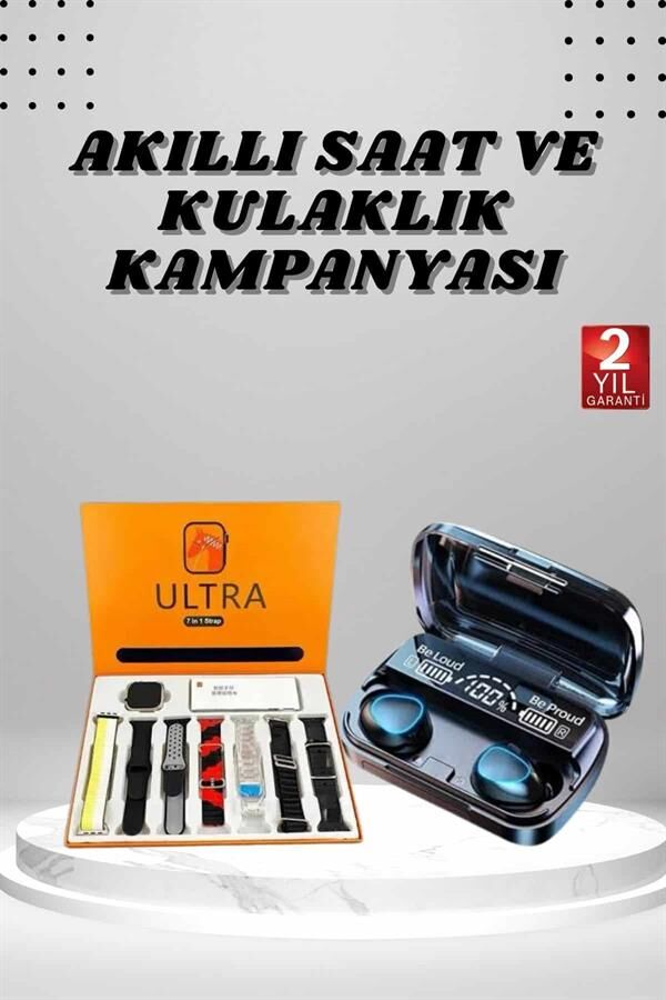 Yeni Model Akıllı Saat ve Kulaklık Nabız Ölçer Bluetooth Bağlantılı Uzun Pil Ömrü
